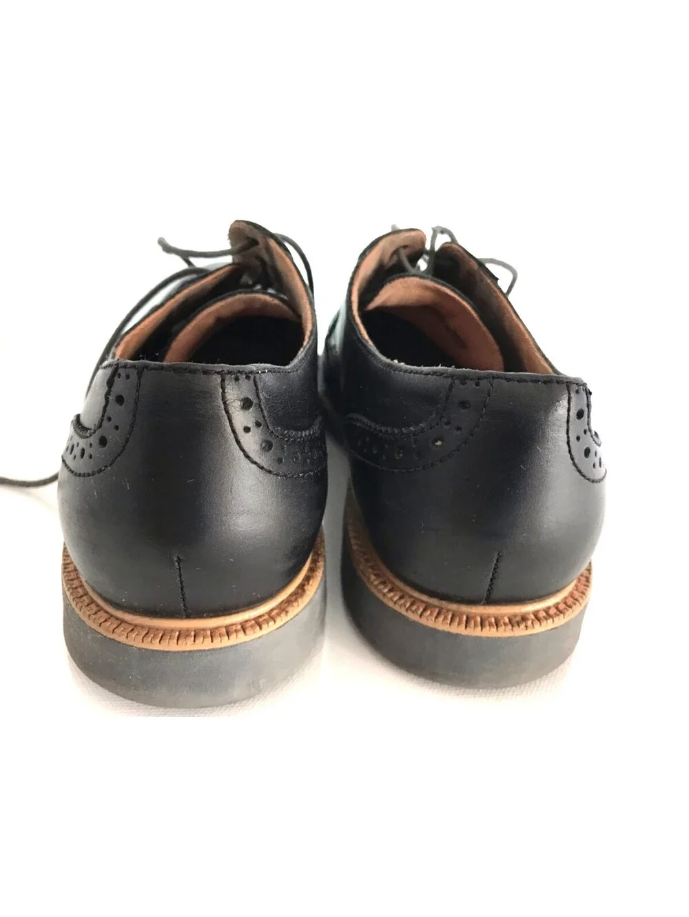 COLE HAAN Grand OS Mens Size 9.5 M Black Leather Wingtip Oxford Dress Shoes